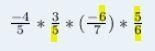 The result of which expression will best estimate the actual product of (-4/5)(3/5)(-6/7)(5/6)​-example-1