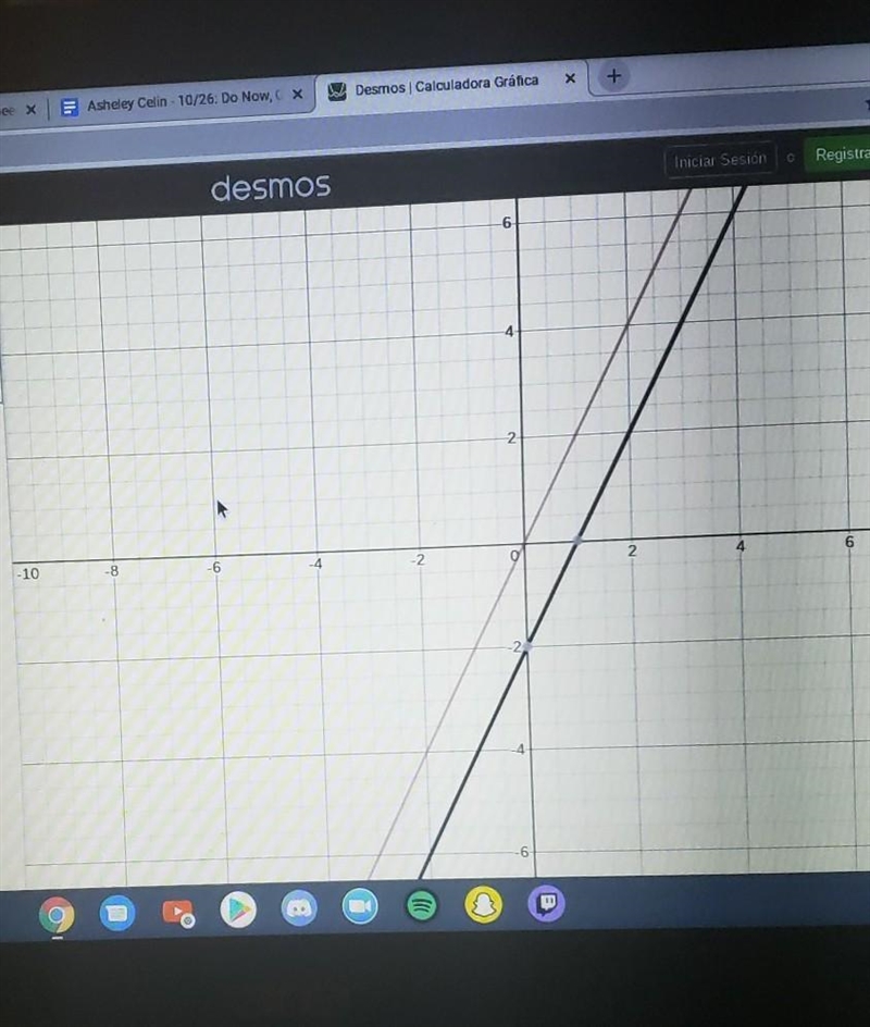 Y=2x and 6x=3y+5 Are these lines parallel perpendicular or neither-example-1