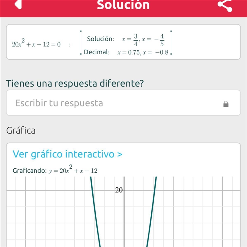 Find the real solutions of the following equation. 20x² + x - 12 = 0-example-1