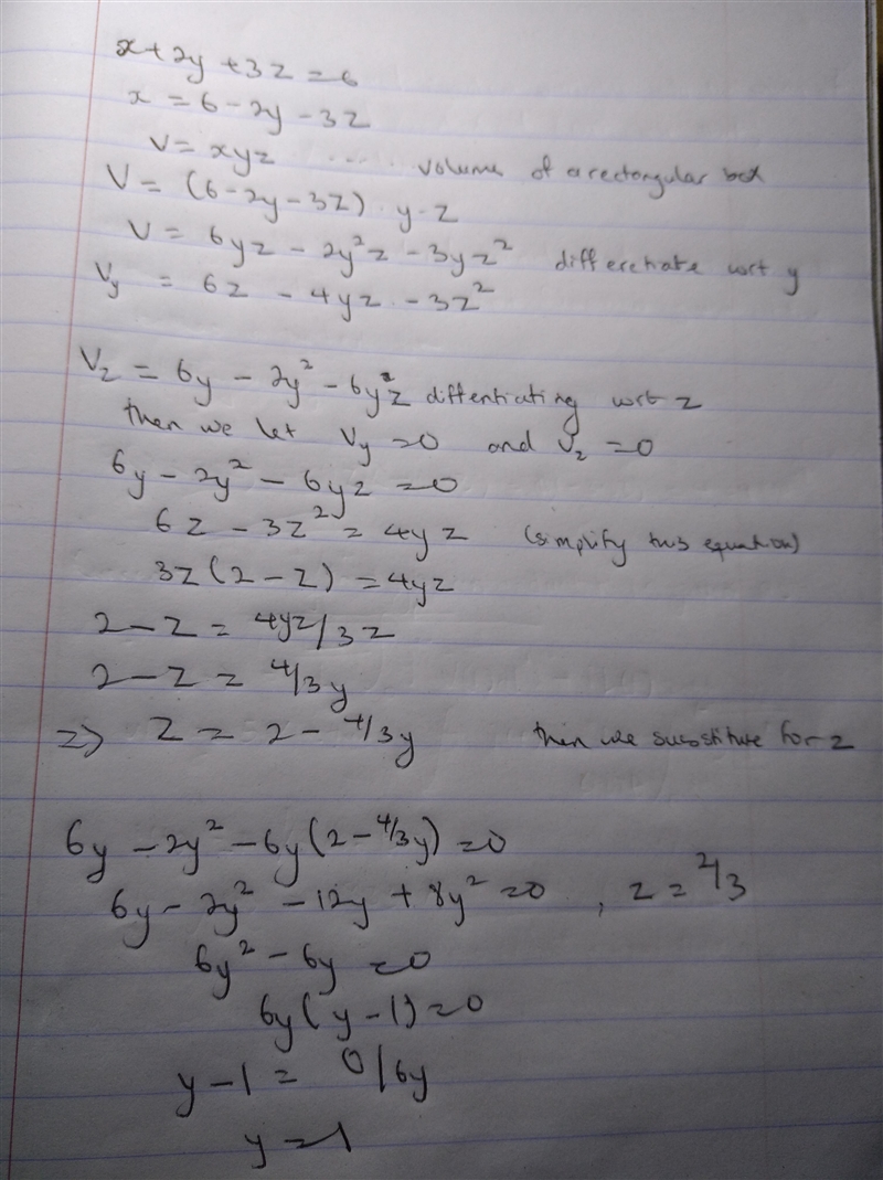 g Find the volume of the largest rectangular box in the first octant with three faces-example-1