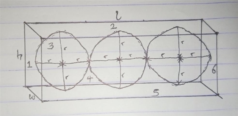 Three spherical balls with radius r are contained in a rectangular box. two of the-example-1