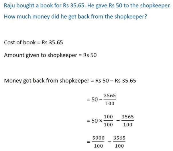 Raju bought a book for Rs.35.65. He gave Rs.50 to the shopkeeper. How much money did-example-2