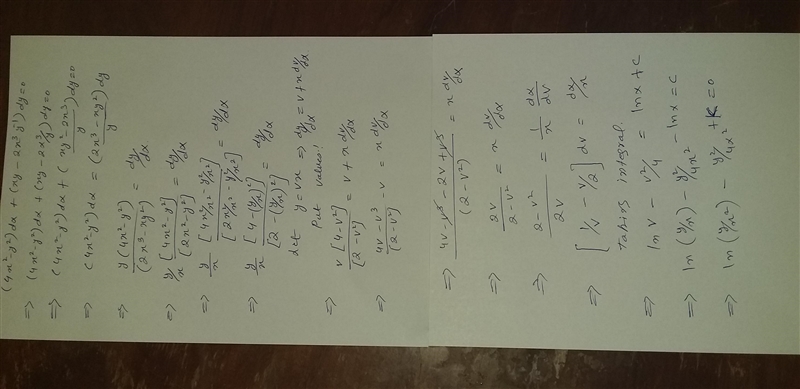 Use the method for solving homogeneous equations to solve the following differential-example-1