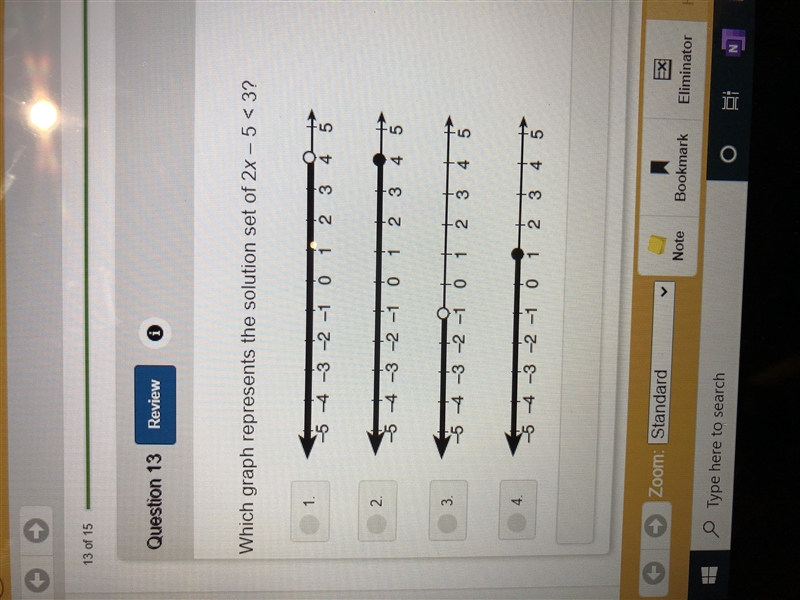 Which graph represents the solution set of 2x-5<3-example-1