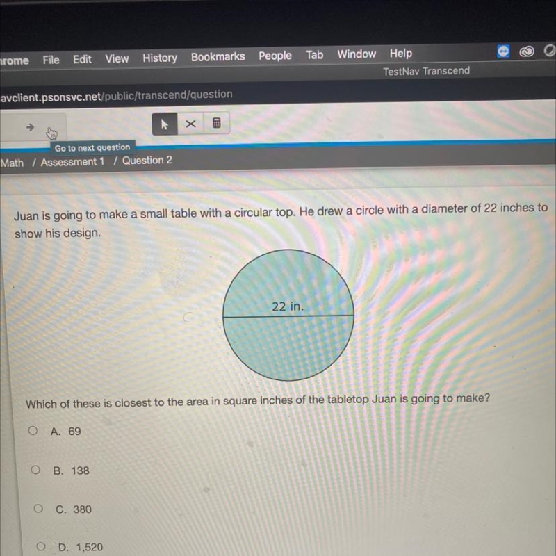 Juan is going to make a small table with a circular top. He drew a circle with a diameter-example-1