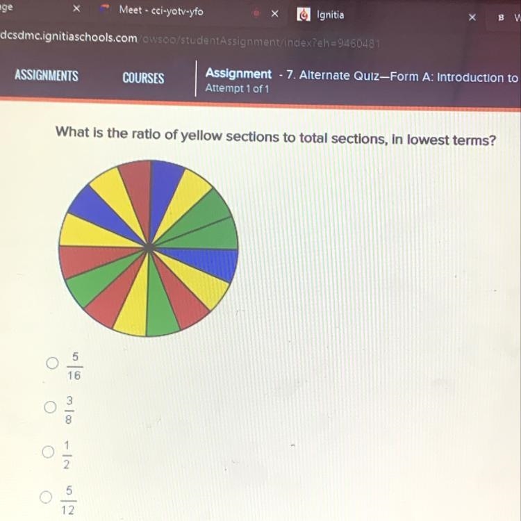 What is the ratio of yellow sections to total sections, in the lowest terms?-example-1