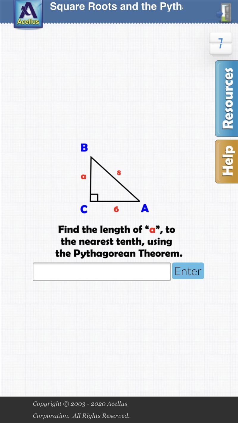 Find the length of “ A “ to the nearest tenth, using the Pythagorean theorem.-example-1