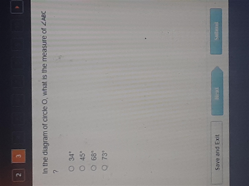 In the diagram circle o, what is the measure of angle abc-example-2