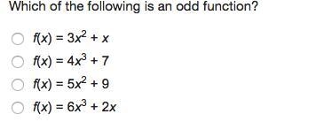 Which of the following is an odd function??-example-1