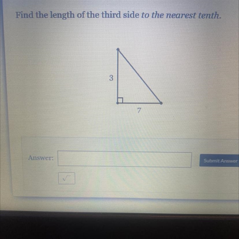 Find the length of the third side to the nearest tenth. 3 7-example-1