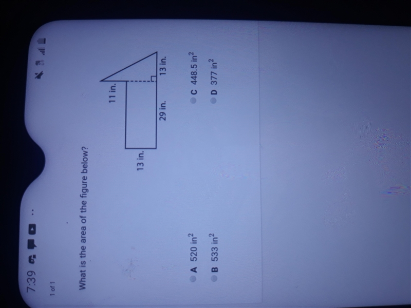 What is the area of the figure below 13 in length, 11 in width, 29 in and 13 in?-example-1