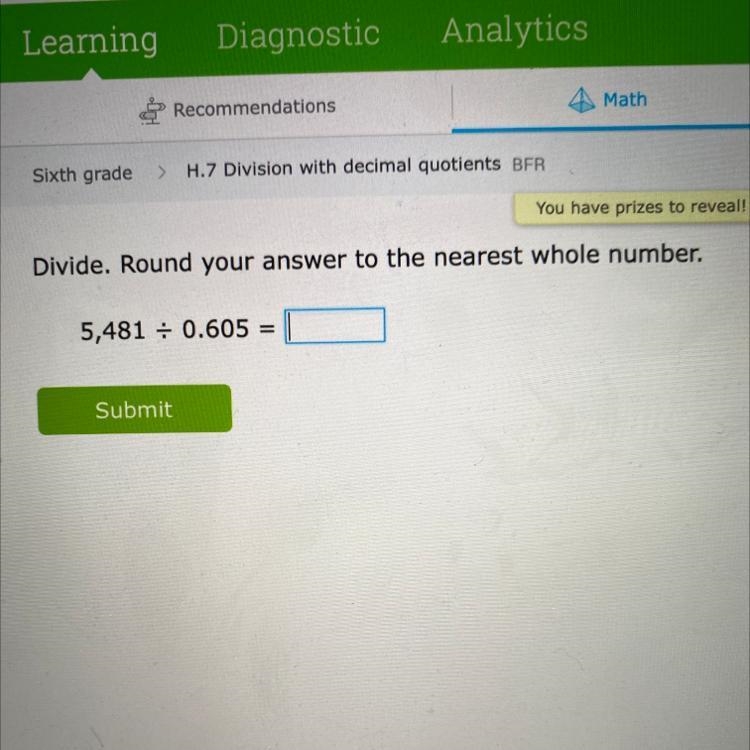 Divide. Round your answer to the nearest whole number. 5,481 - 0.605-example-1