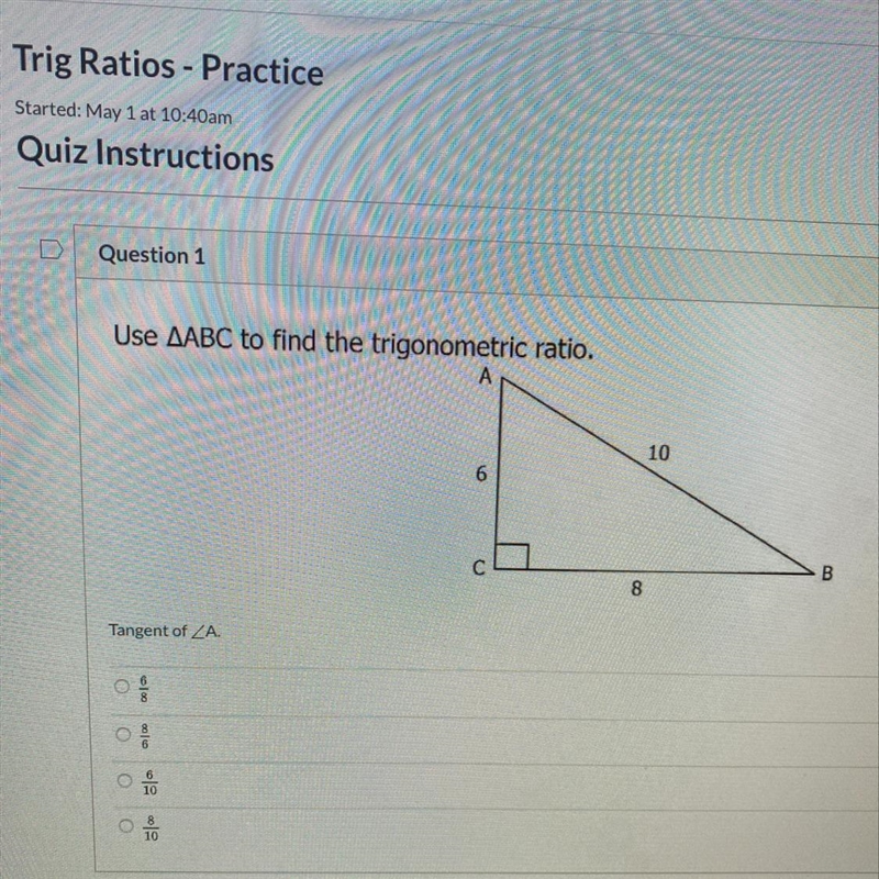 Use ABC to find the trigonometric ratio-example-1