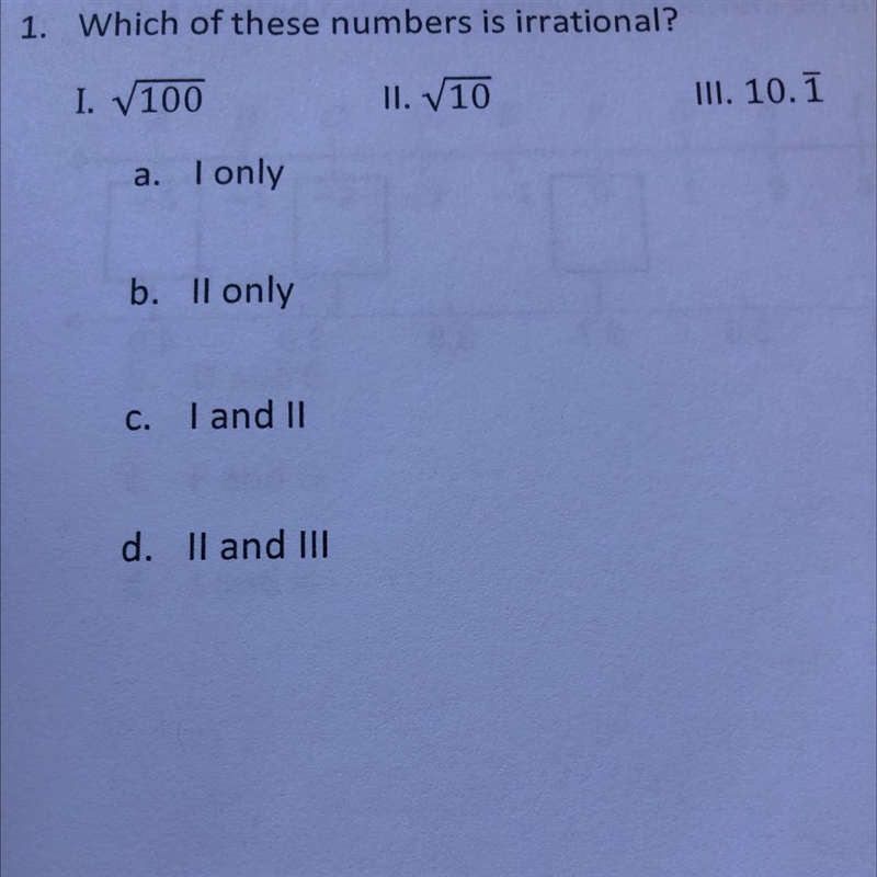 HELP!!! Which of these numbers is irrational?-example-1