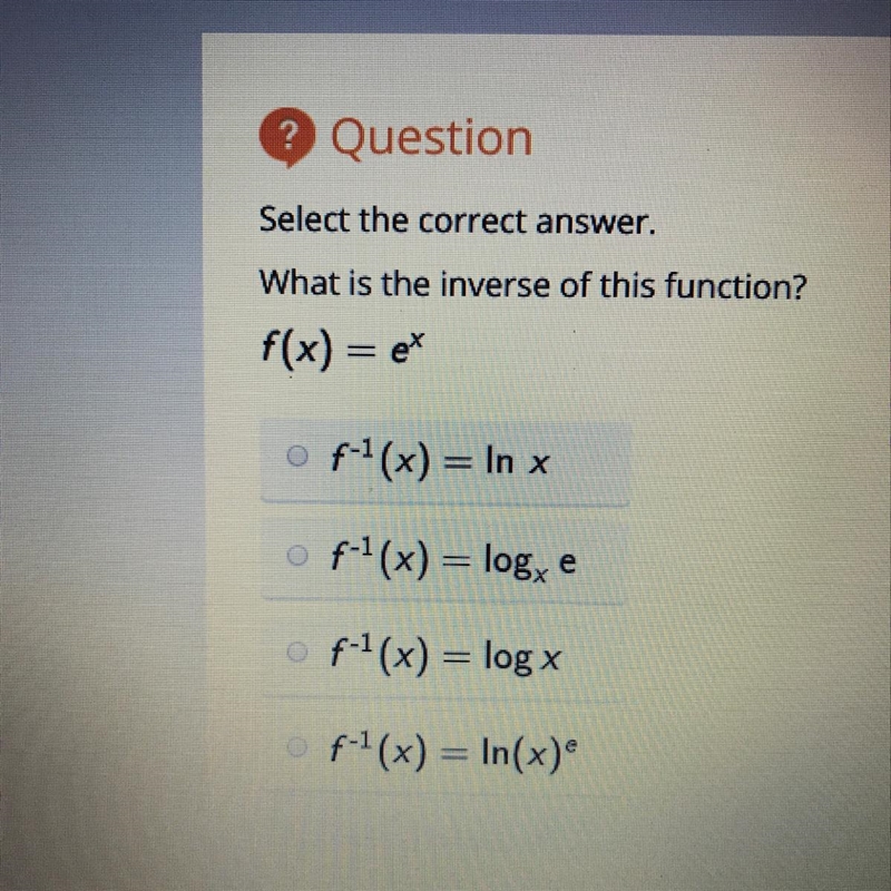 What is the inverse of f(x)=e^x-example-1