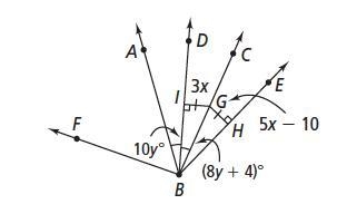 If m angle F B A equals 7 x plus 6 y, what is m angle F B A? Select one: A. 40 B. 44 C-example-1