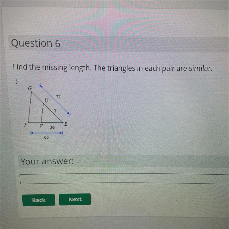 Find the missing length. The triangles in each pair are similar.-example-1