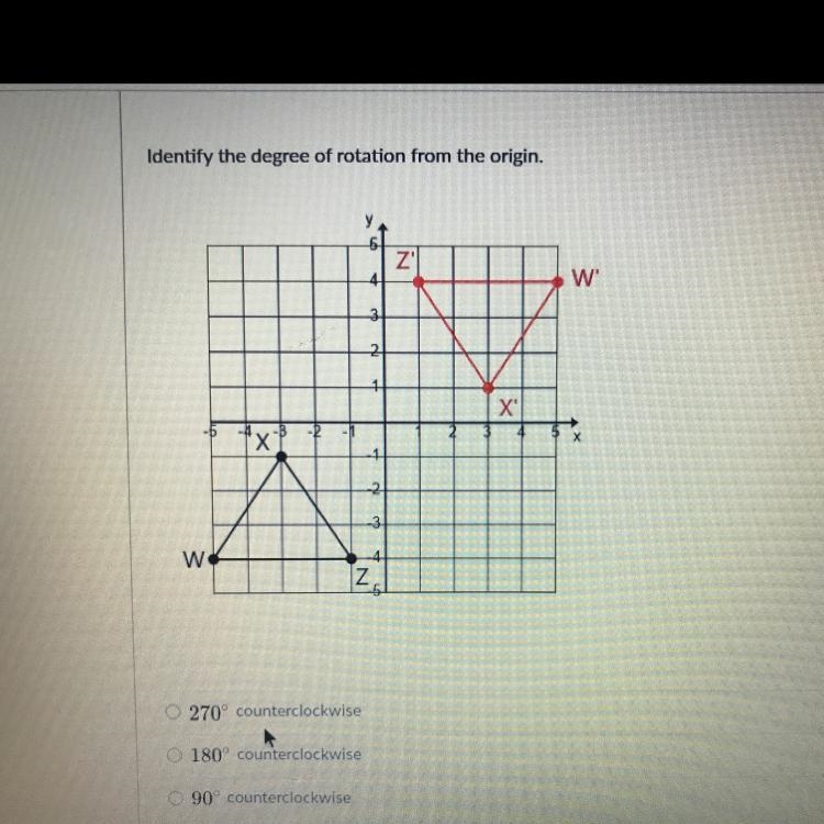 Identify the degree of rotation from the origin. Please help guys-example-1