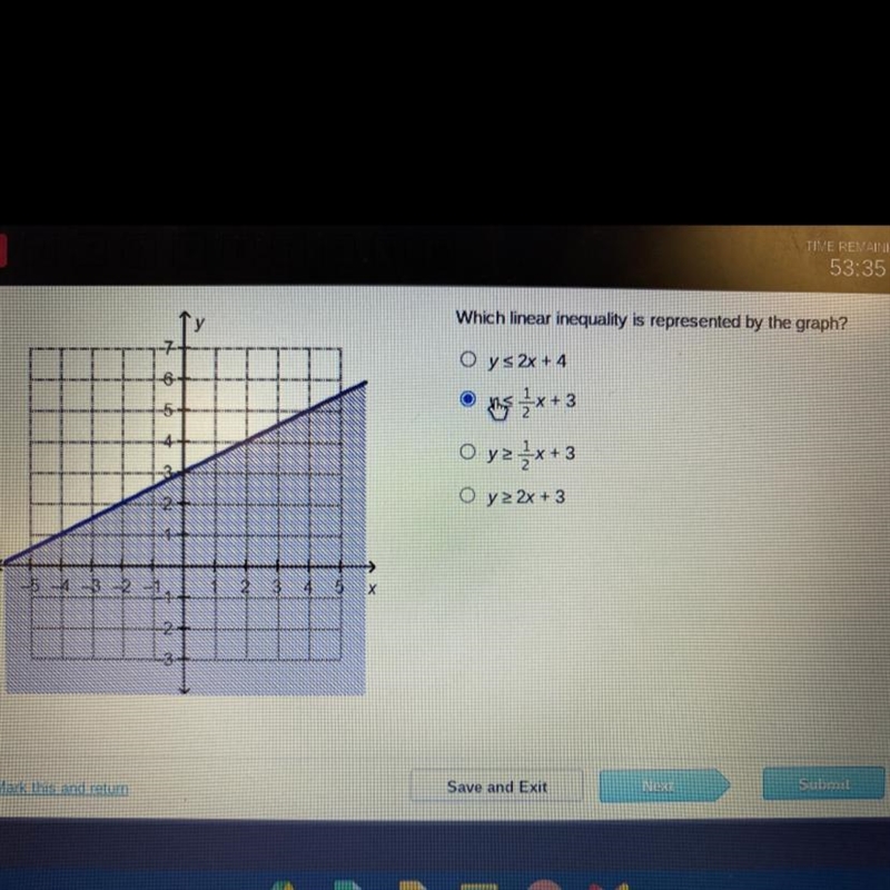 Which linear inequality is represented by the graph?-example-1