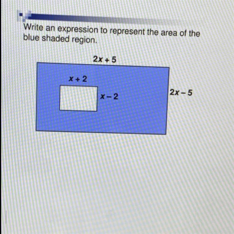 PLEASE HELP!!!!! what is the expression that represents the area of the blue shaded-example-1