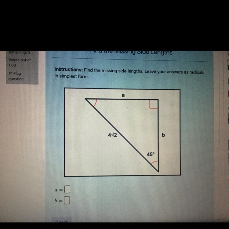 Find the missing lengths and leave answers as radicals in simplest form-example-1