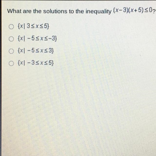 What are the solutions to the inequality (x-3)(x+5)<_0 ?-example-1