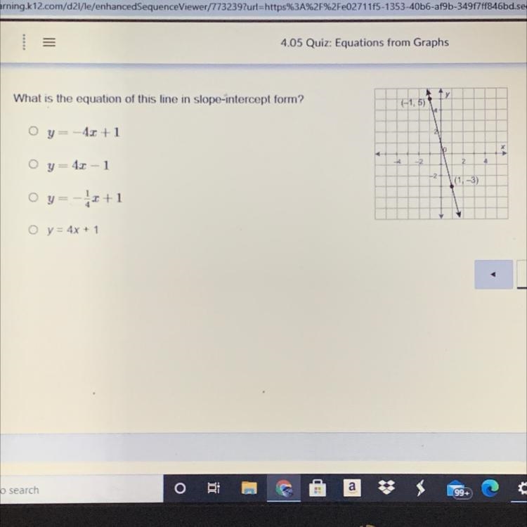 What is the equation of this line in slope intercept form?-example-1