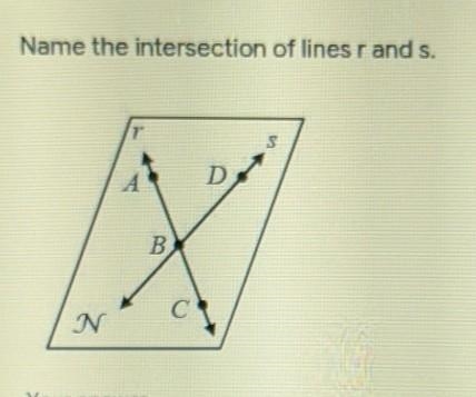 Name the intersection of lines r and a.​-example-1