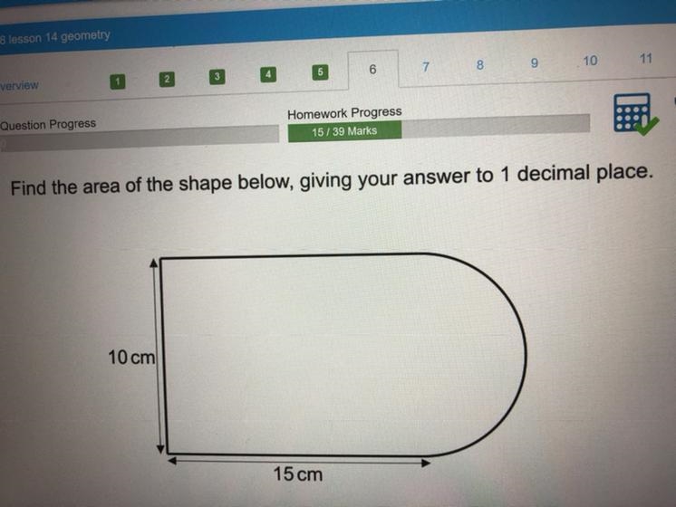 Find the area of the shape below, giving your answer to 1 decimal place.-example-1