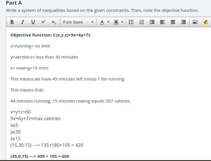 Part C: Test the four possible vertices that you found in the objective function in-example-1