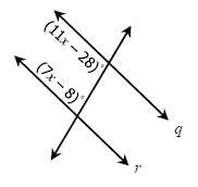 Solve for x The value of x that would make q || r is-example-1