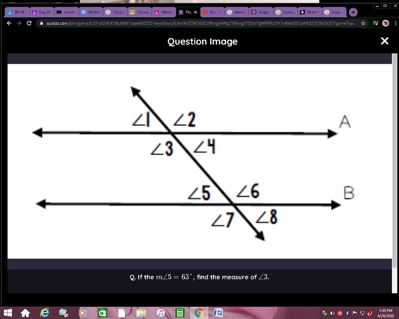 PLEASEE HELPP MEEE I NEED HELPPPP FASTTT!! QUESTION : if the m<5= 63 degrees, find-example-1