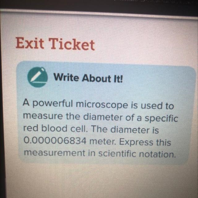 A powerful microscope is used to measure the diameter of a specific red blood cell-example-1