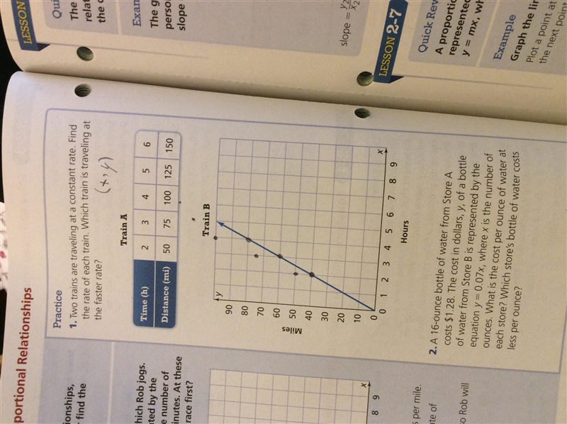 Two trains are traveling at a constant rate. Find the rate of each train-example-1