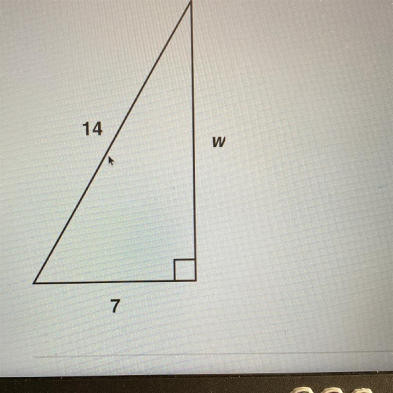 What is the value of W? 1) sqrt(7) 2) sqrt(147) 3)sqrt(21) 4)sqrt(245)-example-1