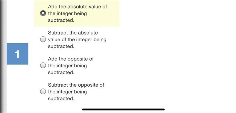 Which best explains how to subtract one integer from another?-example-1