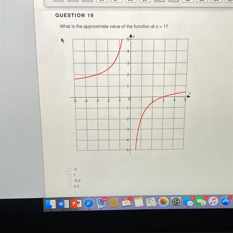 What is the approximate value of the function at x = 1-example-1