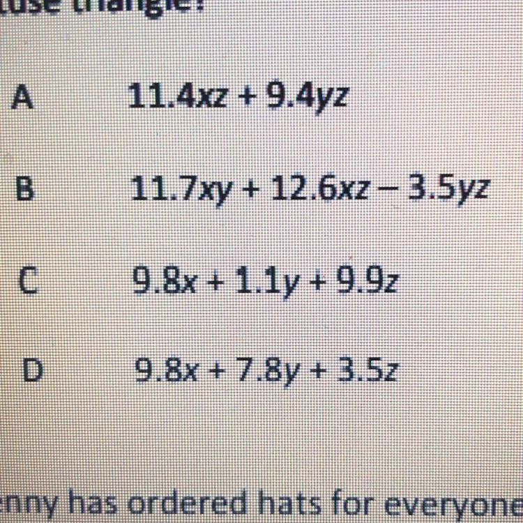 An obtuse triangle has side lengths of (5.5x + 6.2y) centimeters, (4.3x + 8.3z )and-example-1