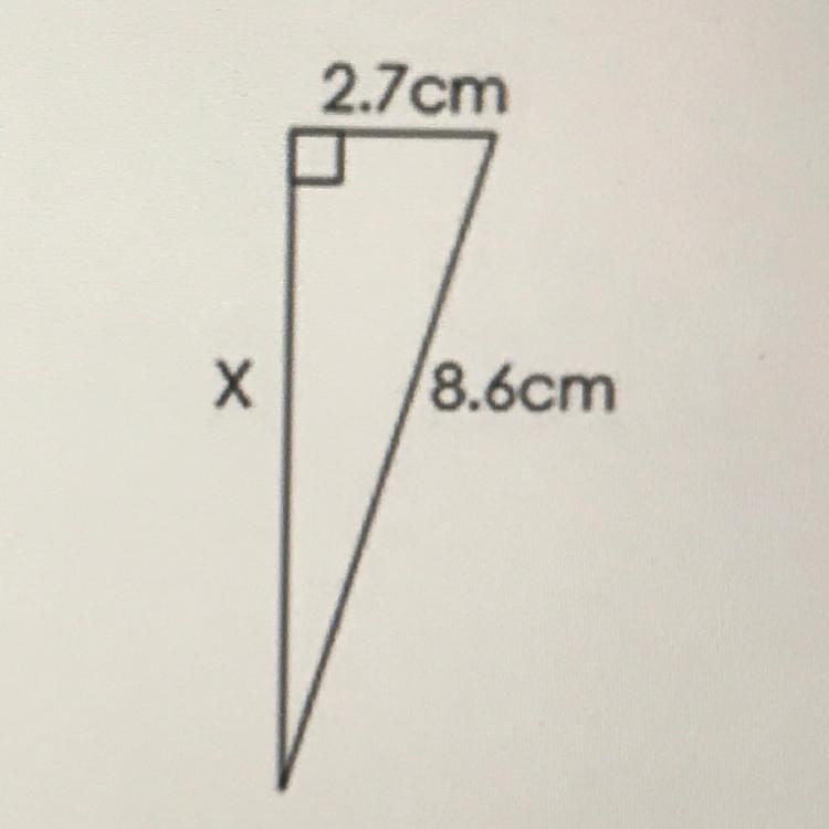 2.7cm x 8.6cm (this was a hard question and i cant find x)-example-1