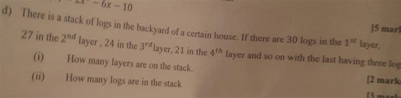 15 ma 1) There is a stack of logs in the backyard of a certain house. If there are-example-1