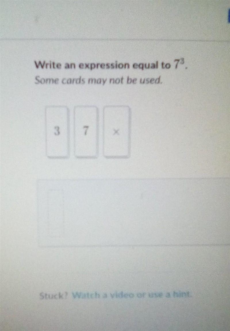 Write an expression equal to {7}^(3) ​-example-1