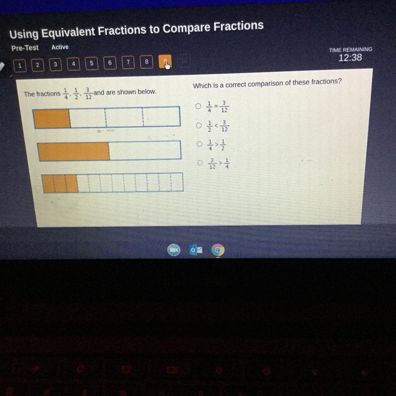 The fractions 1/4,1/2,3/12 and are shown below-example-1