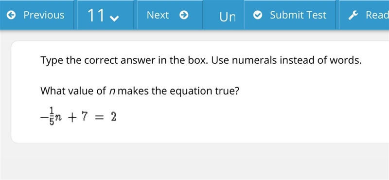 What value of n makes the equation true? n =-example-1