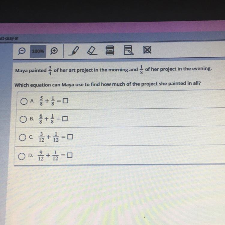 Which equation can maya use to find how much of the project she painted in all-example-1