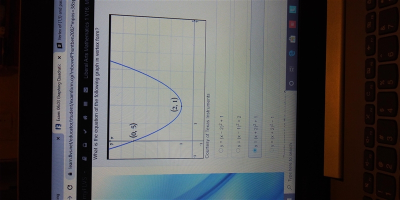 What is the equation of the following graph in vertex form?-example-1