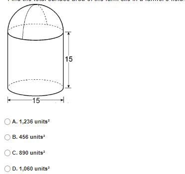 Find the total surface area of the farm silo in a farmer's field. Use π = 3.14. pls-example-1