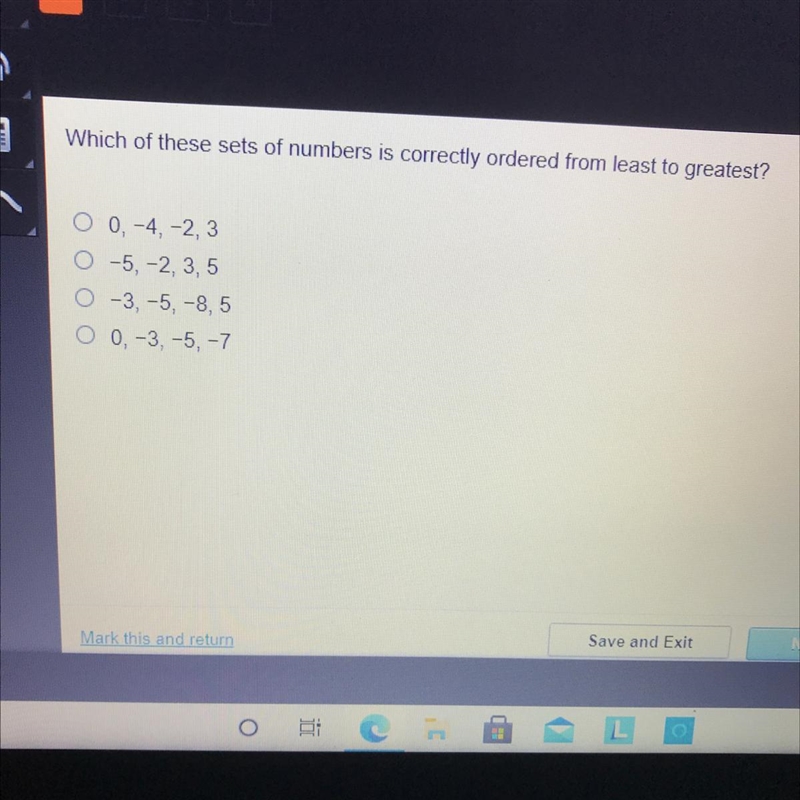 Which of these sets of numbers is correctly ordered from least to greatest? Save and-example-1