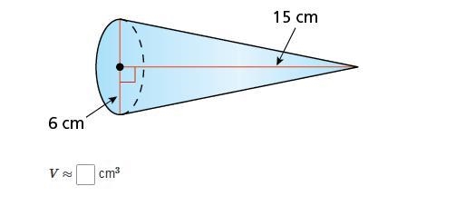 Find the volume of the cone. Round your answer to the nearest tenth.-example-1