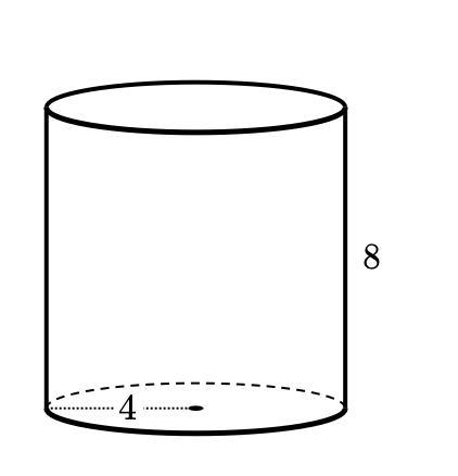 Find the volume of a cylinder whose radius is 4 and it’s height is 8-example-1