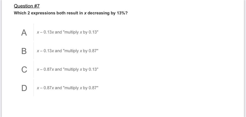 Which 2 expressions both result in x decreasing,????-example-1